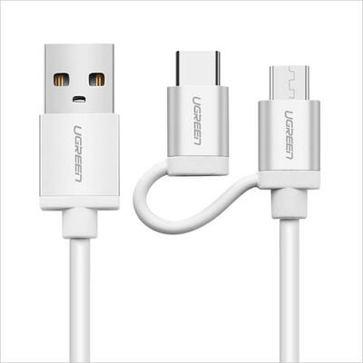 

Universal 2-in-1 USB To Micro USB Type-C Charging Data Cable Cord Line For Android Phones
