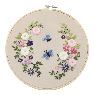 

Europe DIY Ribbon Flowers Embroidery Set with Frame for Beginner Needlework Kits Cross Stitch Series Arts Crafts Sewing Decor