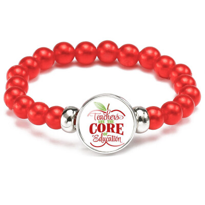 

Teachers Bracelet Teacher Jewelry Gift Teacher Charm Pearl Bracelet