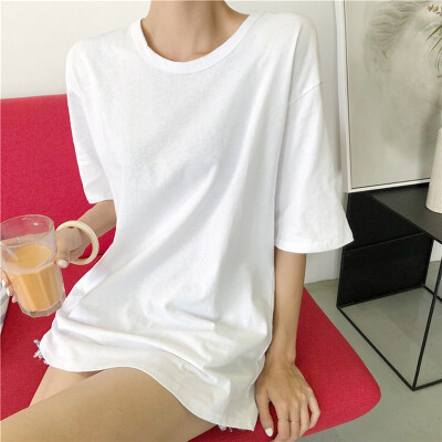 

Sexy Backless Personality Loose Short-sleeved Solid T-shirt For Women Round Neck Hollow Out Summer T-shirts Trend Tops