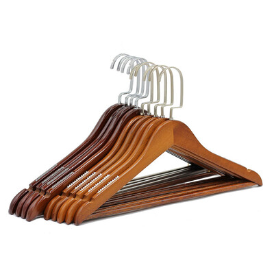 

Wooden Trouser Coat Suit Hangers with Non Slip Teeth Grooves Clothes 45cm 1pcs