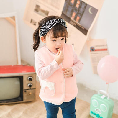 

Casual Fleece Winter Vest Girls Solid Color Cotton Waistcoat Warm Jackets