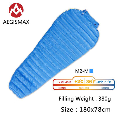 

AEGISMAX M2 Filling 380g420g 800FR Outdoor Ultralight Mummy Type White Goose Down Camping Winter Sleeping Bag