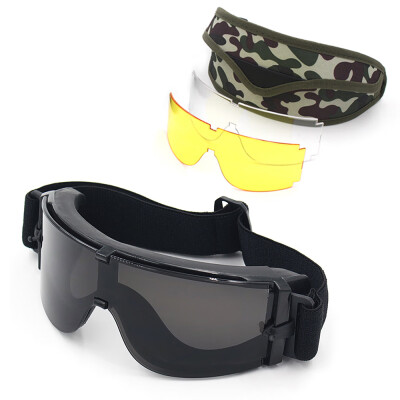 

Outdoor Tactical Eyewear UV400 Protective Goggles with 3 Interchangeable Lens for Hunting Shooting Paintball CS Gaming