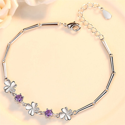 

Cubic Zirconia Four Leaf Clover CZ Rhinestone Elegant Bracelets For Women Fashion Jewelry Brithday Gift G59