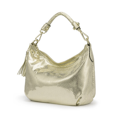 

REALER women bag hobos shoulder bag female handbag small tote bag with top-handle artificial leather handbag GoldSilver