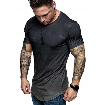 

Toponeto Fashion Mens Summer Slim Casual Fit Gradient Color Short Sleeve Top Blouse