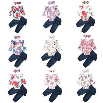 

Newborn Infant Baby Girl Outfits Clothes Top Romper BodysuitPants Leggings 3PCS