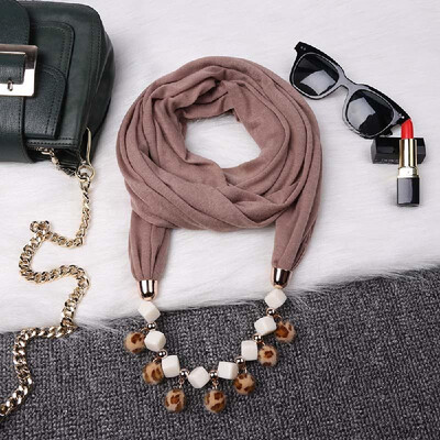 

Fashionable Elegant Pendant Scarf Necklace Bohemia Polyester Scarves Pendants Jewelry Foulard Female Accessories For Women Multico