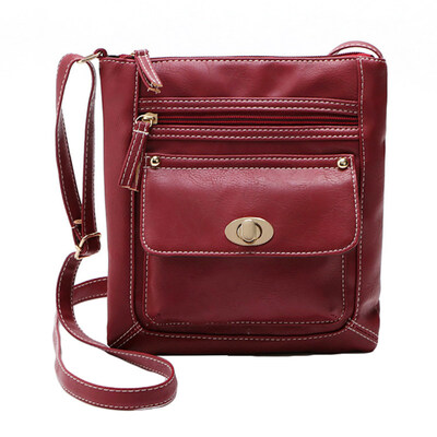 

Vintage Solid Color Women Twist Lock Small Faux Leather Crossbody Shoulder Bag