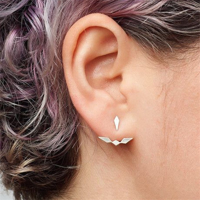 

E774 Korean Jewelry Zircon Heart Crystal Flower Stud Earrings For Women Fashion Double Sides Gold Silver Color Statement Jewelry