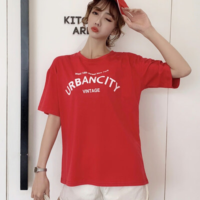 

Plus Size Harajuku Summer White T Shirt Women Letter Printed Black T-shirt Woman Red Tee Tops Casual  Female T-shirts