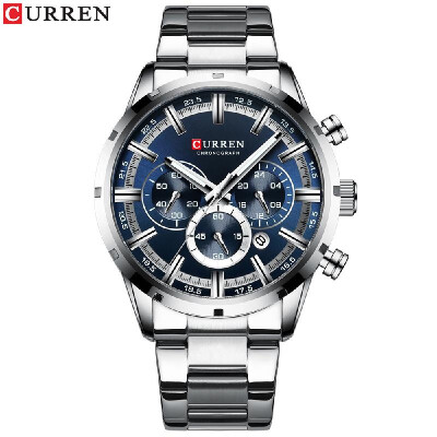 

CURREN 8355M Men Quartz Watch Stainless Steel Band Fashion Multifunction Wristwatch 3ATM Luminous Display Chronograph Calendar Dat