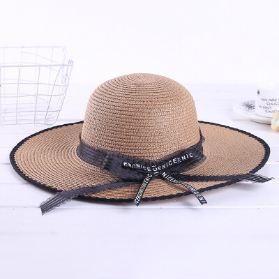 

Summer New Korean Ladys Ladys Ladys Ladys Butterfly-knotted Sun Hat Seaside Holiday Eaves Personal Sunshade Beach Hat