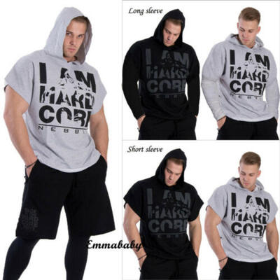 

Mens Fashion Hoodie Muscle Gym Hooded Sweatshirt Sweater Coat Jacket Outwear