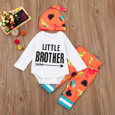 

Newborn Infant Baby Boy Girl Letter Print Romper TopsDinosaur Pants Outfits Set