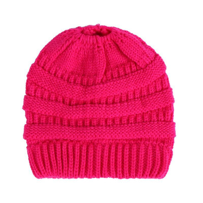 

Fashion Women Knitted Beanies Tail Hat Dome High Bun Ponytail Winter Warm Cap Skullies Headwear