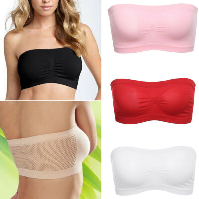 

New Women Ladies Strapless Seamless Padded Boob Bandeau Tube Tops Bra