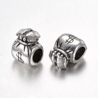 

Alloy European Beads Rondelle Large Hole Beads Moneybag Antique Silver 11x9x7mm Hole 45mm