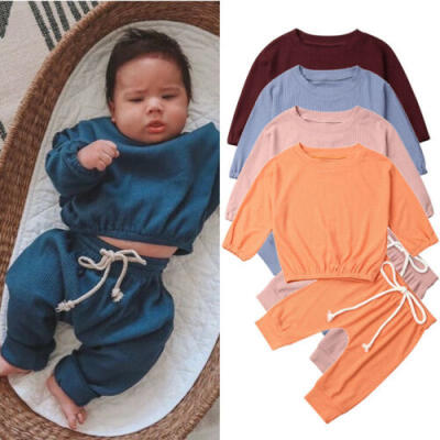 

0-24 Toddler Baby Girls Clothes Solid Tops T-shirt Long Pants Outfits Set New