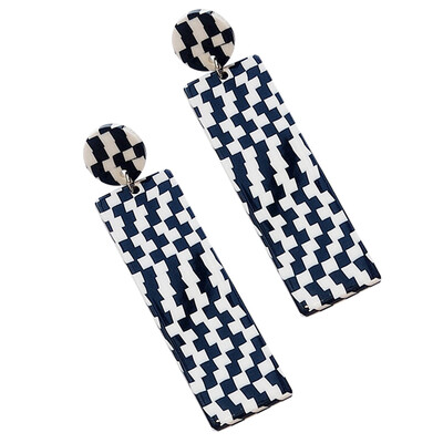 

Frosty Style Black&White Lattice Acrylic Geometric Earrings Drop Korean Earrings For Women Long Earrings