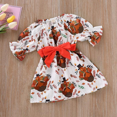 

Cute Newborn Kids Baby Girl Thanksgiving Cartoon Turkey Party Tutu Dress Outfits Clothes