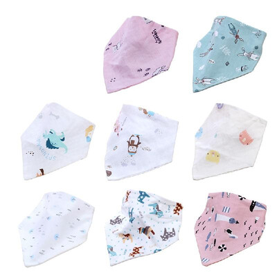 

LuMengYi Baby Bandana Drool Bibs Pure Cotton 8 Pack Triangle Soft Absorbent 2 Layers Adjustable Button Small Animals for Home Life
