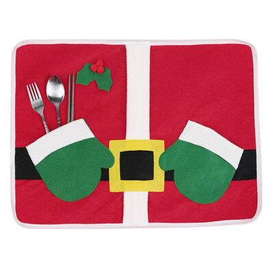

New Christmas Desktop Mat Decoration Christmas Table Mats Christmas Knife Fork Decorative Holder Dinner Xmas Supplies Decoration