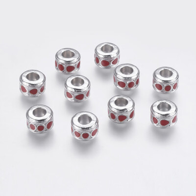 

Alloy European Beads with Enamel Large Hole Beads Lead Free & Cadmium Free & Nickel Free Column Platinum Color