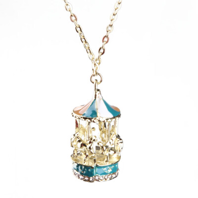 

New Arrivals Sweet Carousel Merry Go Round Horse Charm Pendant Sweater Necklace Chain Gifts