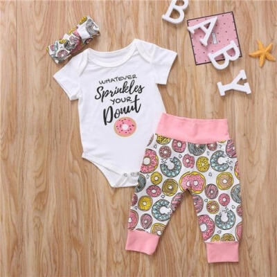 

Newborn Infant Baby Girls Clothes Playsuit Romper Pants Bodysuit Outfit Set 3PCS