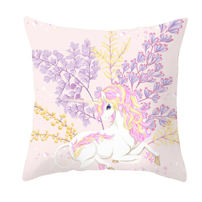 

Cartoon Unicorn Pillowcase Peach Skin Cashmere Print Sofa Cushion Cover Throw Pillow Case Home Decoration Fashion