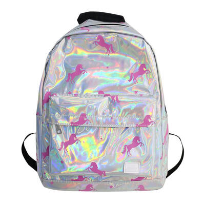

Printing Travel Backpacks Preppy Women Laser Schoolbags PU Leather Knapsack