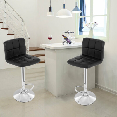 

Siaonvr Set of 2 Leather Adjustable Bar Stools Counter Height Swivel Stool