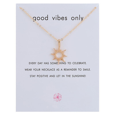 

Fashion Jewelry New Arrived Good Vibes Only Sun Flower Pendant Necklace For Women