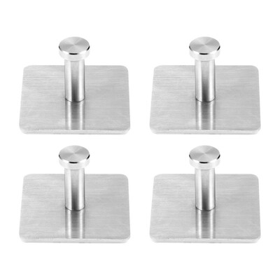 

〖Follure〗4Pcs Bathroom Kitchen Self Adhesive Hook Towel And Robe Brushed Stainless Steel