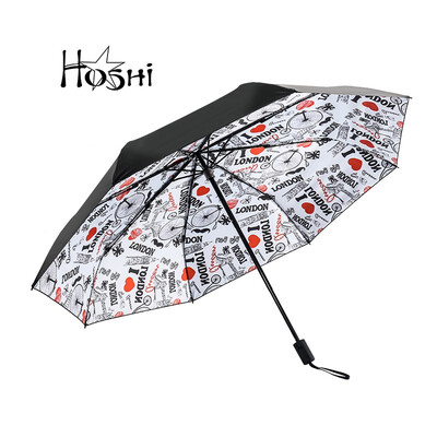 

Hand open sun umbrella sun protection UV folding female umbrella dual-use portable sunscreen large three-fold umbrella
