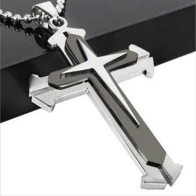 

Hot Selling Unisex Men Stainless Steel Cross Pendant Necklace Chain Fashion Jewelry Kimisohand
