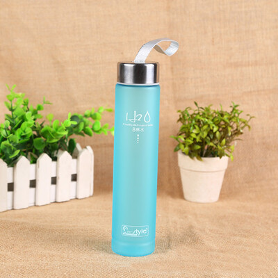 

Siaonvr Outdoor Camping Cup Creative Frosted Colorful Plastic Straight Bottle Blue