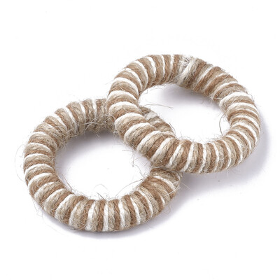 

Handmade Woven Linking Rings Wood Inner with Hemp Twine Ring Colorful 60x11mm Inner diameter 38mm