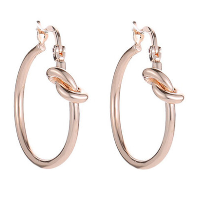 

Vintage High Quality Simple Alloy Knotted Round Circle Stud Earrings Retro Gold & Silver Color Geometric Earring For Women Jewelry