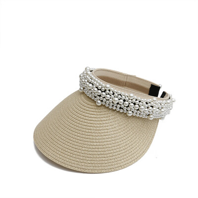 

Hat ladies Korean travel beach hat female Pearl Hat Hat Hat Hat spring&summer straw sun visor