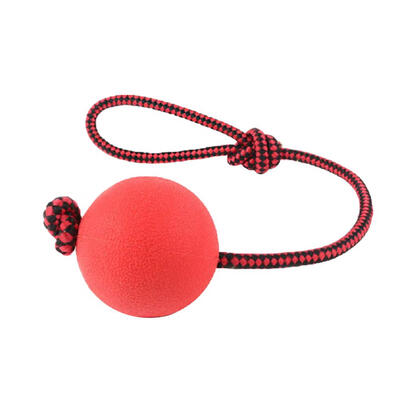 

Solid Rubber Ball Dog Bite Chew Play Toys Pet Balls Tug Toy wRope Handle