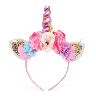 

Unicorn Horn Kids Flower HairBand Headband Party Fancy Dress Cosplay Costume