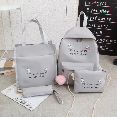 

Double shoulder bag female Korean version two shoulder back cute girl schoolbag junior high school student schoolbag four pieces s