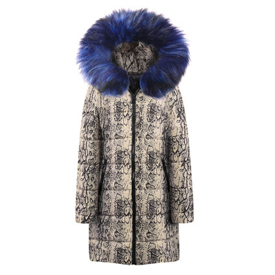 

Roseonmyhand Womens Winter Long Down Cotton Snake Print Parka Hooded Coat Jacket Outwear