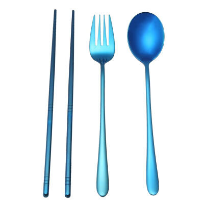 

4pcs Portable Stainless Steel Tableware Set Spoon Fork Chopsticks Gifts