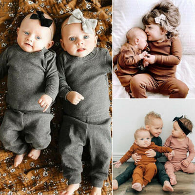 

USA Newborn Baby Girls Boys Clothes Romper T-shirt Ruffle Pants Leggings Outfits