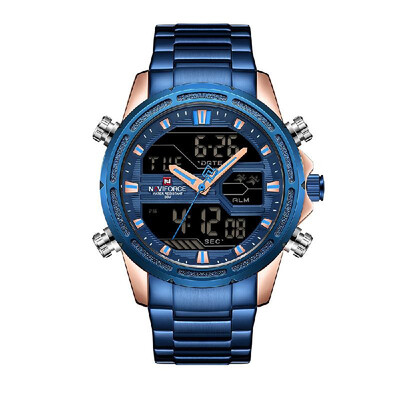

NAVIFORCE NF9138S Dual Display Two Movement Quartz Digital Men Watch 3ATM Waterproof Business Sports Luminous Male Watch Week Date
