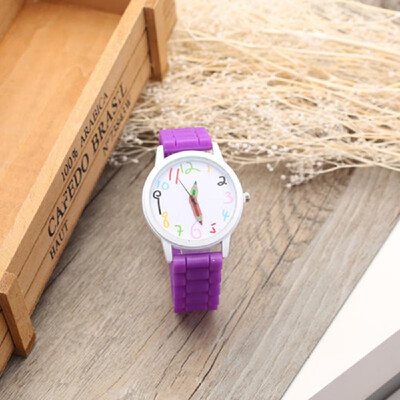 

Unisex Watch Casual Cute Cartoon Watch Wristwatch for Students Teengaer Teen Girls Men Women with Pencil Pointer Silicone Strap Ba